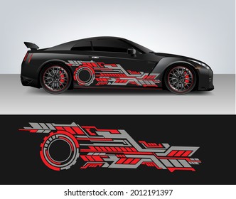 Vinyl sticker Decals set for Car truck mini bus modify Motorcycle. Racing Vehicle Graphic kit isolated vector design race Elegant stripes. modern red technology background for wrap