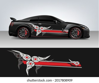 Vinyl sticker Decals set for Car truck mini bus modify Motorcycle. Racing Vehicle Graphic kit isolated vector design race Elegant stripes. modern red technology background for wrap