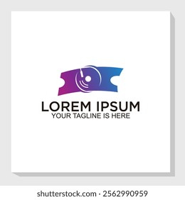 vinyl ticket logo design concept, music logo inspiration