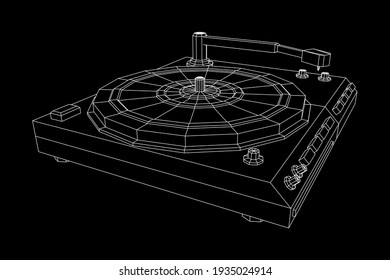 Tongerät für Vinyl-Drehkreuze. Wireframe Low-Poly-Mesh, Vektorgrafik.
