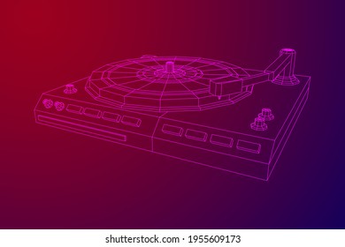 Tongerät für Vinyl-Drehkreuze. Wireframe Low-Poly-Mesh, Vektorgrafik.