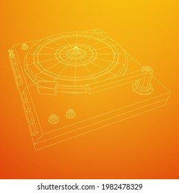 Dispositivo de audio con transmisión de vinilo. Ilustración vectorial de malla baja de malla de malla de alambre.