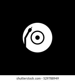 Vinyl turntable icon, isolated, white background