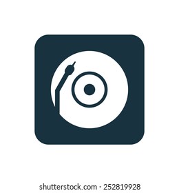 Vinyl turntable icon Rounded squares button, on white background 
