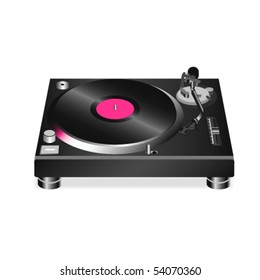 Vinyl turntable isolated on white background.Vector
