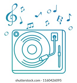 vinyl turntable with music notes