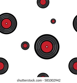 Vinyl turntable pattern world international DJ day party style perfect for fabric and gift paper on white background