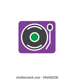 Vinyl turntable record player icon vector, filled flat sign, solid colorful pictogram isolated on white. Symbol, logo illustration. Pixel perfect