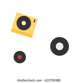 Vinyl and Turntable vector in flat design, Vector illustration