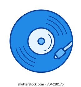 Vinyl turntable vector line icon isolated on white background. Vinyl turntable line icon for infographic, website or app. Blue icon designed on a grid system.