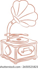Vinyl vector illustration. Vintage vinyl sketch. Vinyl player doodle.