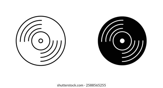 Vinyl vectors icons set in filled and strokes on white background