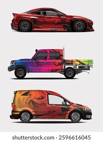 vinyl vehicle wrap sticker design or American flag in grunge style on transparent background