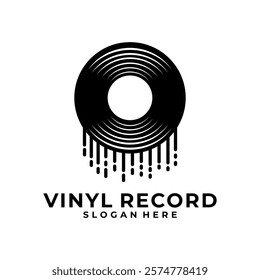 Vinyl vintage logo. Vinyl record logo design vector.