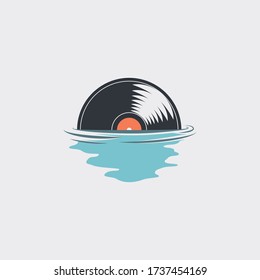 Vinyl Water Retro Logo Vector