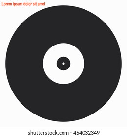 Vinyl web icon. Gray circle button with white illustration.