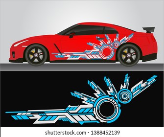 Vinyls sticker Decals for body red Car truck mini bus modify Motorcycle. Racing drift Vehicle Graphics kit isolated vector design race Elegant stripes modern concept liberty walk background for wrap