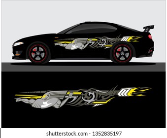 Vinyls sticker Decals for Car truck mini bus modify Motorcycle. Racing Vehicle Graphics kit isolated vector design race Elegant stripes modern color technology background for wrap