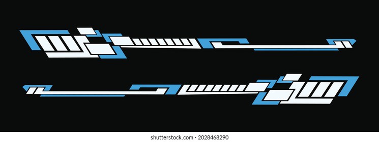 Vinyls sticker set blue white techno power performance Decals for Car truck mini bus modify Motorcycle. Racing Vehicle Graphics kit isolated vector design race Elegant stripes