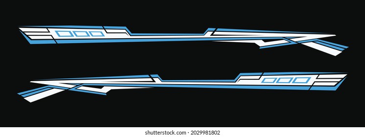 Vinyls sticker set blue white techno power performance Decals for Car truck mini bus modify Motorcycle. Racing Vehicle Graphics kit isolated vector design race Elegant stripes