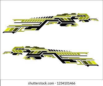 Vinyls sticker set Decals for Car truck mini bus modify Motorcycle. Racing Vehicle Graphics kit isolated vector design race Elegant stripes modern theme technology background for wrap