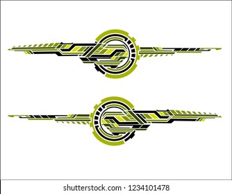 Vinyls sticker set Decals for Car truck mini bus modify Motorcycle. Racing Vehicle Graphics kit isolated vector design race Elegant stripes modern theme technology background for wrap