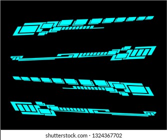 Vinyls sticker set Decals for Car racing truck mini bus modify Motorcycle. Racing Vehicle Graphics kit isolated vector design race Elegant stripes modern theme technology black background for wrap