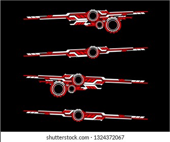 Vinyls sticker set Decals for Car racing truck mini bus modify Motorcycle. Racing Vehicle Graphics kit isolated vector design race Elegant stripes modern theme technology black background for wrap