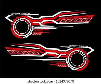 Vinyls sticker set Decals for Car racing truck mini bus modify Motorcycle. Racing Vehicle Graphics kit isolated vector design race Elegant stripes modern theme technology black background for wrap