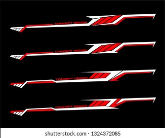 Vinyls sticker set Decals for Car racing truck mini bus modify Motorcycle. Racing Vehicle Graphics kit isolated vector design race Elegant stripes modern theme technology black background for wrap