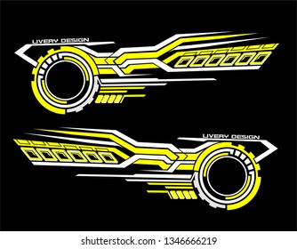 Vinyls sticker set Decals for Car truck mini bus modify Motorcycle. Racing Vehicle Graphics kit isolated vector design race Elegant stripes modern theme technology black background for wrap