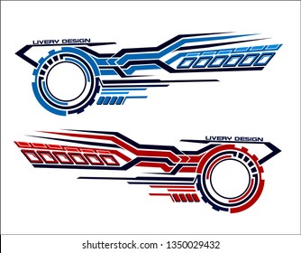 Vinyls sticker set Decals for Car truck mini bus modify Motorcycle. Racing Vehicle Graphics kit isolated vector design race Elegant stripes modern theme technology background for wrap
