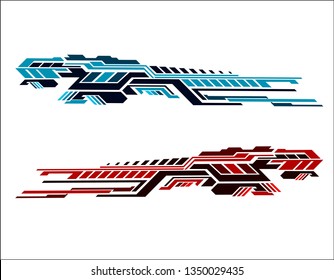 Vinyls sticker set Decals for Car truck mini bus modify Motorcycle. Racing Vehicle Graphics kit isolated vector design race Elegant stripes modern theme technology background for wrap