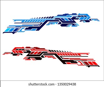 Vinyls sticker set Decals for Car truck mini bus modify Motorcycle. Racing Vehicle Graphics kit isolated vector design race Elegant stripes modern theme technology background for wrap