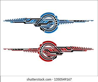Vinyls sticker set Decals for Car truck mini bus modify Motorcycle. Racing Vehicle Graphics kit isolated vector design race Elegant stripes modern theme technology background for wrap