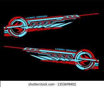 Vinyls sticker set Decals for Car truck mini bus modify Motorcycle. Racing Vehicle Graphics kit isolated vector design race Elegant stripes modern theme technology black background for wrap