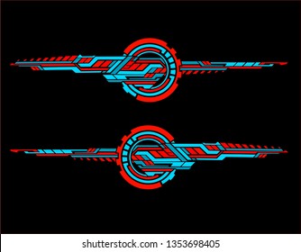 Vinyls sticker set Decals for Car truck mini bus modify Motorcycle. Racing Vehicle Graphics kit isolated vector design race Elegant stripes modern theme technology black background for wrap