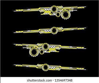 Vinyls sticker set Decals for Car truck mini bus modify Motorcycle. Racing Vehicle Graphics kit isolated vector design race Elegant stripes modern theme technology black background for wrap