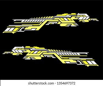 Vinyls sticker set Decals for Car truck mini bus modify Motorcycle. Racing Vehicle Graphics kit isolated vector design race Elegant stripes modern theme technology black background for wrap