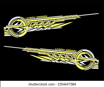 Vinyls sticker set Decals for Car truck mini bus modify Motorcycle. Racing Vehicle Graphics kit isolated vector design race Elegant stripes modern theme technology black background for wrap