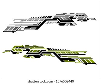 Vinyls sticker set Decals for Car truck mini bus modify Motorcycle. Racing Vehicle Graphics kit isolated vector liberty walk design race Elegant stripes modern theme technology white background wrap