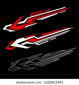 Vinyls sticker set Decals for Car truck mini bus modify Motorcycle. Racing Vehicle Graphics kit isolated vector design race Elegant stripes modern theme technology background for wrap