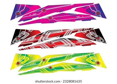 Vinyls sticker set Decals for modify Motorcycle. Racing Vehicle Graphics kit isolated race Elegant stripes modern theme technology white background wrap