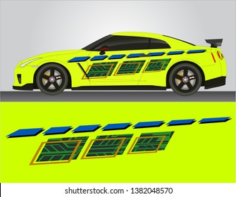 Vinyls sticker yellow Decals for Nissan GTR skyline fast furious Japanese Car modify Motorcycle. Racing drift Vehicle Graphics kit isolated vector design race Elegant stripes modern background wrap