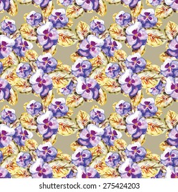 Viola flower seamless pattern, vector eps 8
