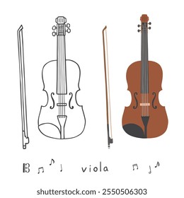 Viola hand drawn illustration set