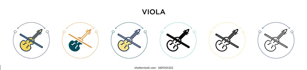Viola icon in filled, thin line, outline and stroke style. Vector illustration of two colored and black viola vector icons designs can be used for mobile, ui, web