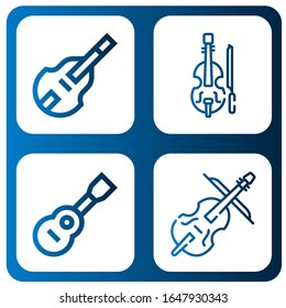 Viola Icon Set. Collection Of Double Bass, Violin, Viola, Cello Icons