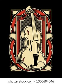 viola Musical Instrument String.vector hand drawing,Shirt designs, many others.isolated and easy to edit. Vector Illustration - Vector 
