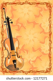viola on floral background